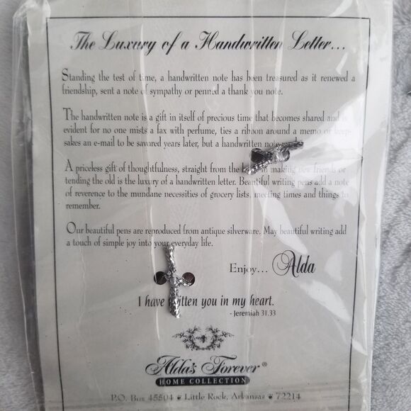 Vintage Alda's Silverware Pens Silver Plated Refillable Ink Writing Pen Gift New - Picture 5 of 5